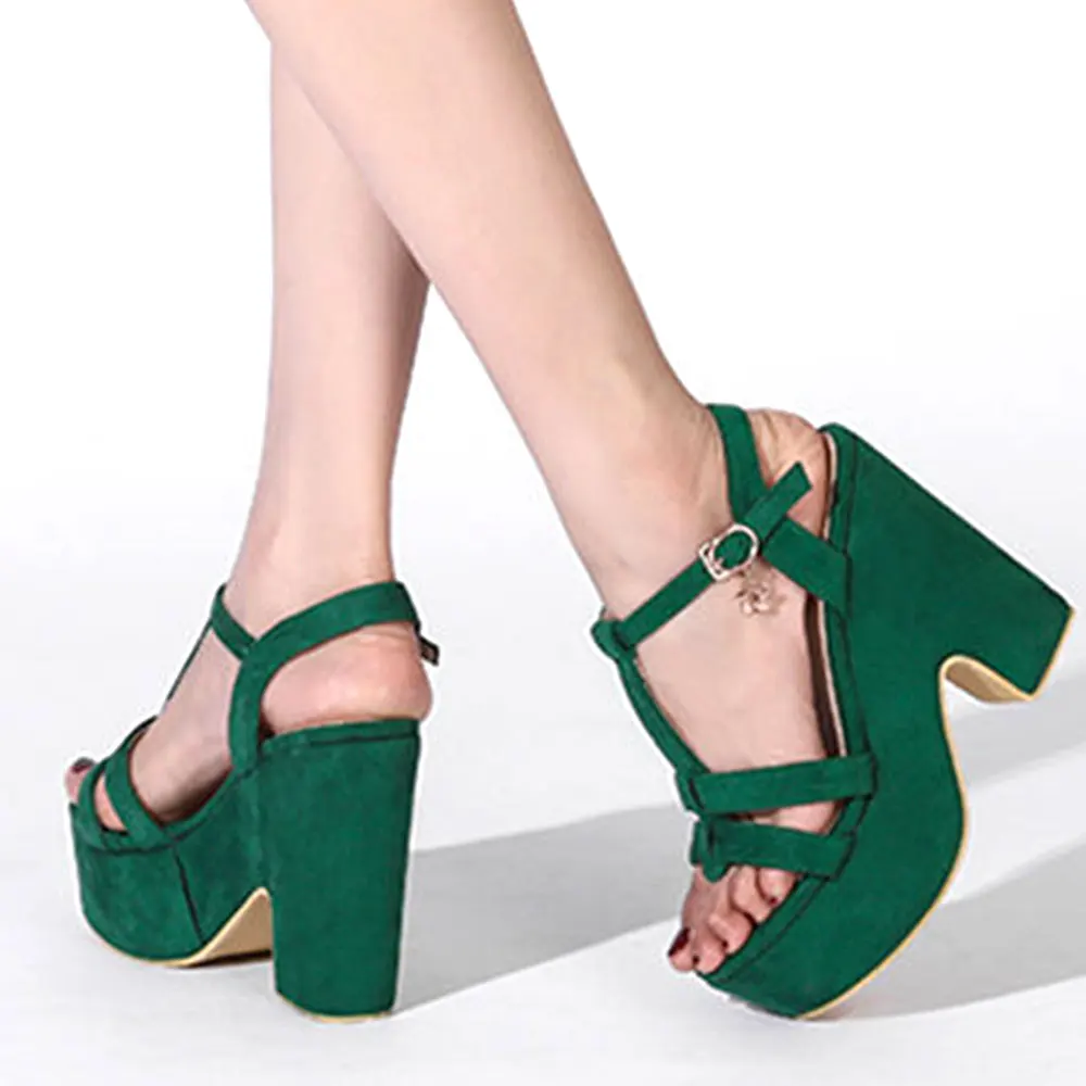 

2021 INS Dropship Bohemia Style Vacation High Heels Summer T-Strap Party Sandals Platform Shoes Women Large Size 44