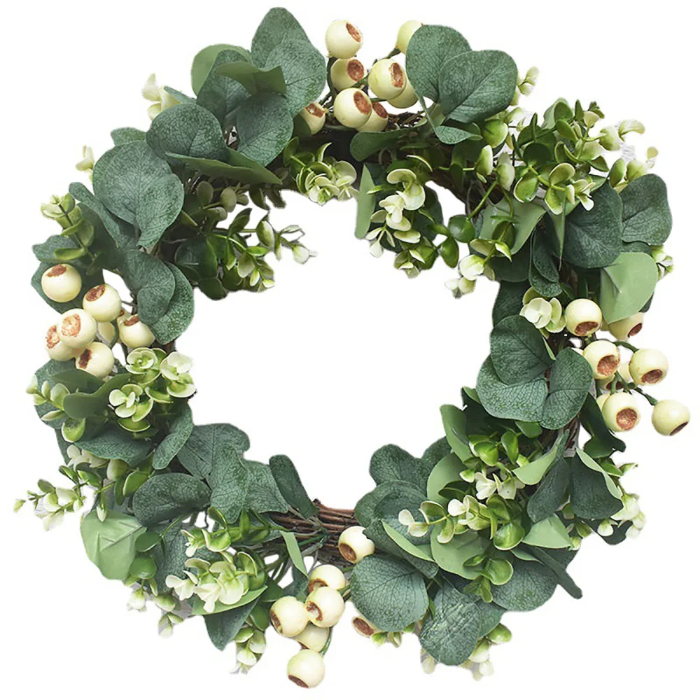 

Artificial Plants Eucalyptus Wreath Garlands Leaves Wedding Party Supplies Vine Ring Fake Front Door Wall Window Hanging Decor