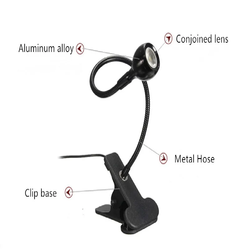 Универсальный гибкий светодиодный светильник с USB разъемом и клипсой настольная