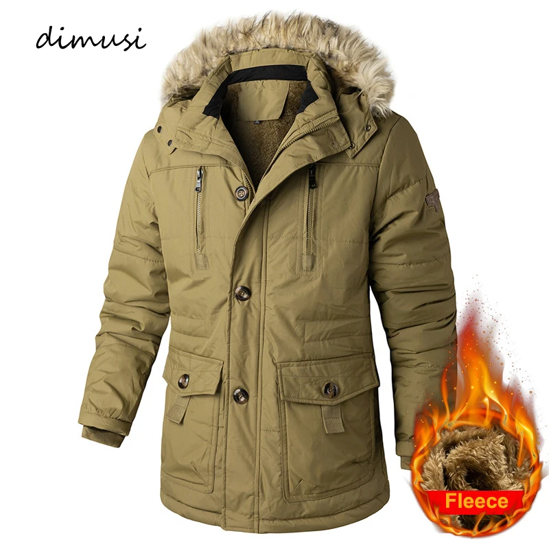 

DIMUSI Winter Men's Thermal Jackets Casual Hiking Windbreaker Hooded Coats Male Outdoor Military Cargo Warm Jackets Clothing