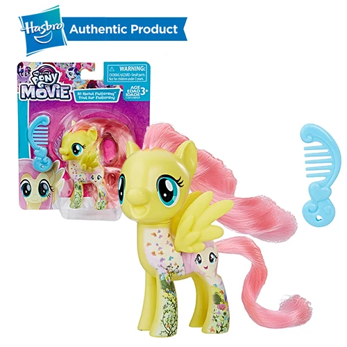 FLUTTERSHY FurReal Friends, My Little Pony с рисунком из мультфильма «Мой Маленький Пони» друзей 3-дюймовая пленка маленькие пони всех цветов радуги; платье Lunamoon редкость Сумерки ПВХ экшн статуэтки коллекционные куклы - Цвет: FLUTTERSHY