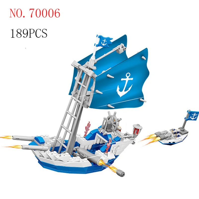 

70006 189PCS Pirates of the Caribbean Ship convoy fleet Model Building Blocks Boat Children's educational Bricks toy Boy Gift