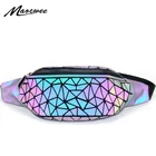 Модные светящиеся поясные сумки для женщин, забавные Роскошные брендовые кожаные нагрудные сумочки с геометрическим узором, 2018
