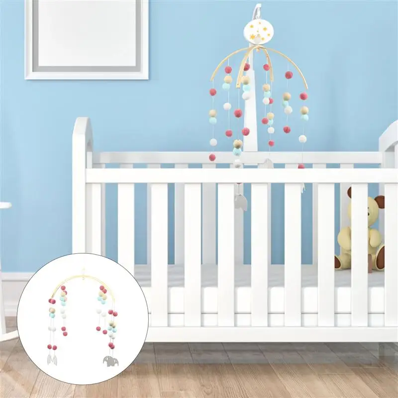 

1 Set Durable Sturdy Chic Fuzzy Ball Wind Chime Felt Ball Bed Bell Baby Crib Pendant