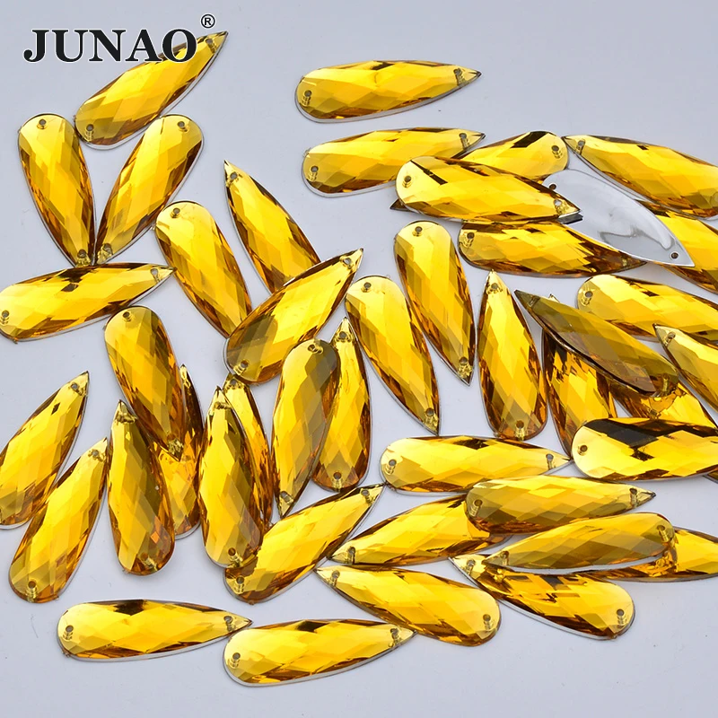 JUNAO 10x30 мм желтые стразы большая акриловая кристальная аппликация пришитые камни