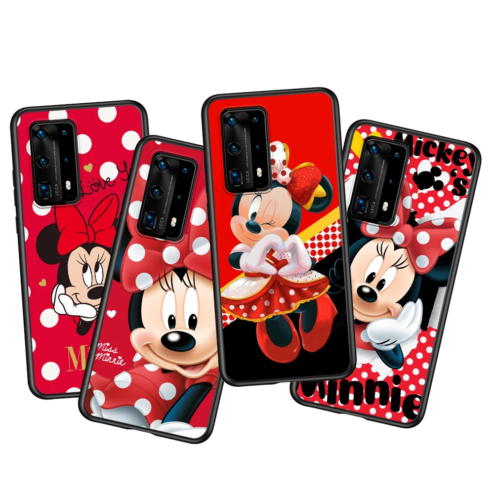 

Disney Minnie Mouse Point Soft TPU For Huawei P50 P40 P30 P20 Pro Plus P10 P9 P8 Lite RU E Mini 2019 2017 Black Phone Case