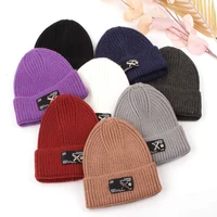 new winter hats for women adult beanie fashion cap solid color cotton knitted warm letter bonnet outdoor cycling bone hats 2021