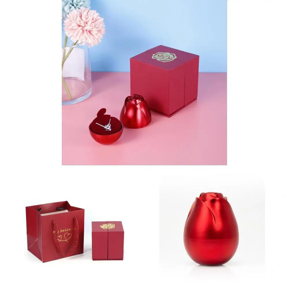 

3D Excellent Portable Small Ring Earring Studs Holder Box Paper Jewelry Gift Box Compact for Mother's Day