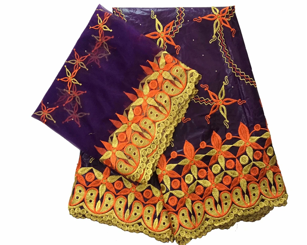 

Embroidery Nigerian African bazin lace with scarf lace 5 yards with matching scarf 2 yards fabrics dress for women BK 117