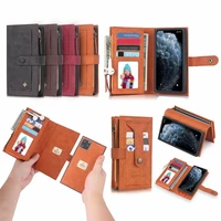 pola multifunction zip leather wallet case for iphone 12 11 pro max card pocket magnetic detachable car