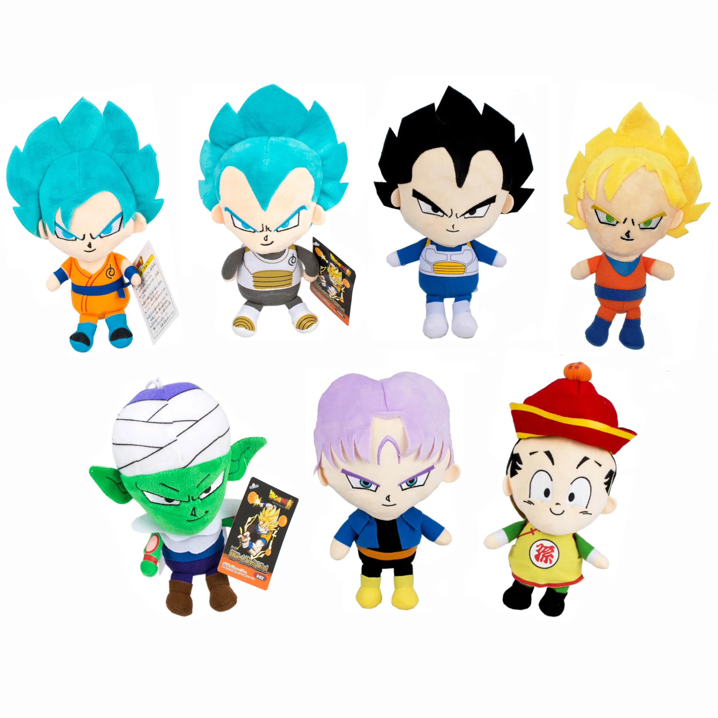 7 Styles MIX UP 18CM 10/Лот 18 видов стилей DRAGON BALL Goku Kakarotto Majin Buu трусы Piccolo Vegeta 18-23 см Плюшевые Куклы Подвески мягкие игрушки - Цвет: 7 Styles MIX UP 18CM