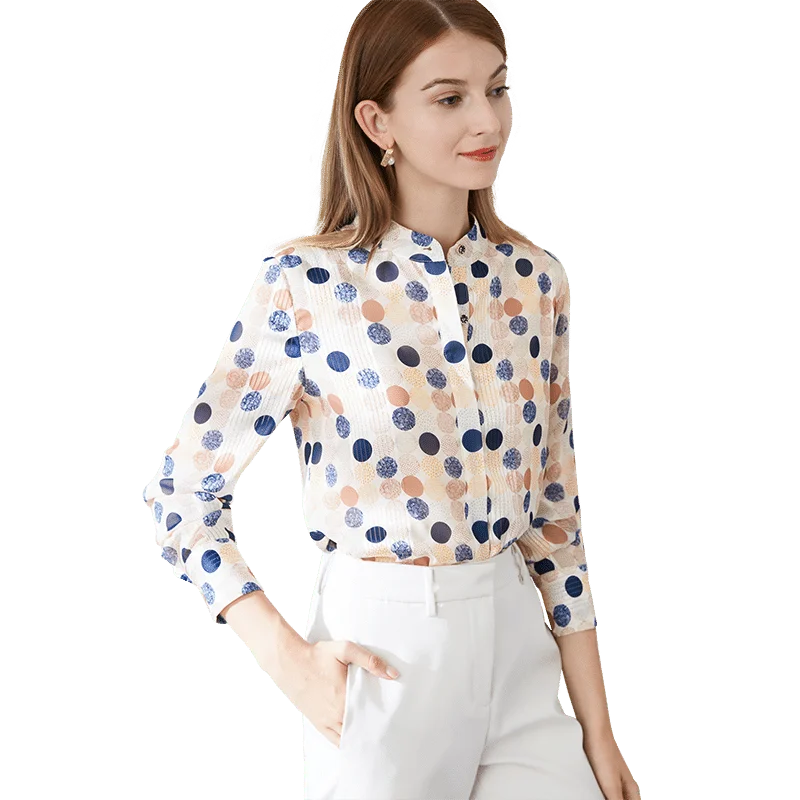 

Plus Size Women Clothes Sexy Tops Tees 2021 Korean Style Loose Dot OL Blouses Female Spring Blusas poleras mujer Streetwear 1082
