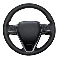 car steering wheel cover black genuine leather for toyota avalon camry 2018 2019 crown 2018 2019 corolla 2018 2020 rav4 2019