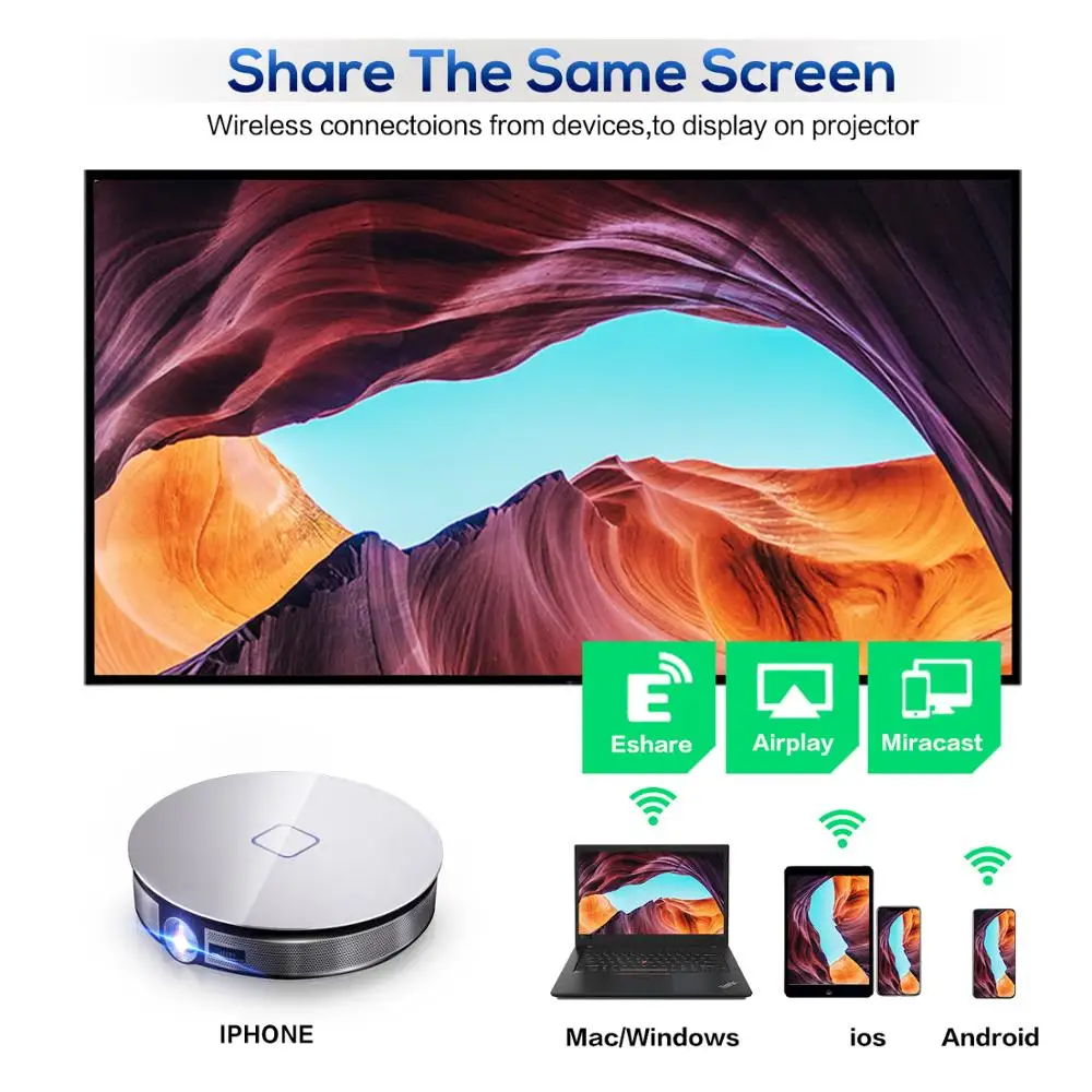 Портативный DLP-мини-проектор ALSTON D8S аккумулятор 12000 мАч 1280x720P Android Wi-Fi HDMI поддержка
