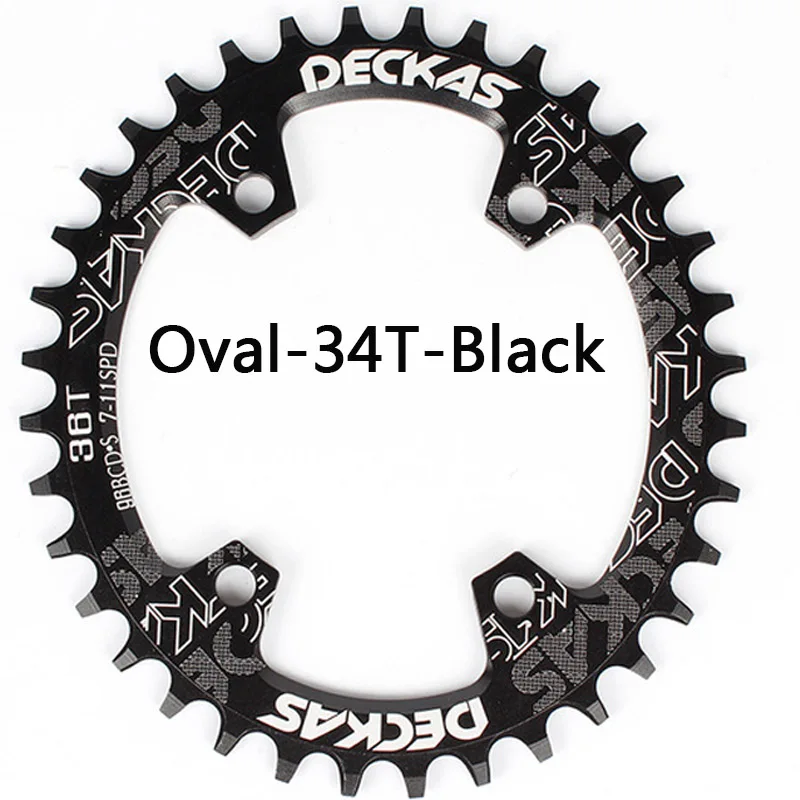 DECKAS 32 T-38 T 104bcd MTB велосипедная цепь узкий широкий Овальный шатун Болты для велосипеда - Цвет: Oval-34T-Black