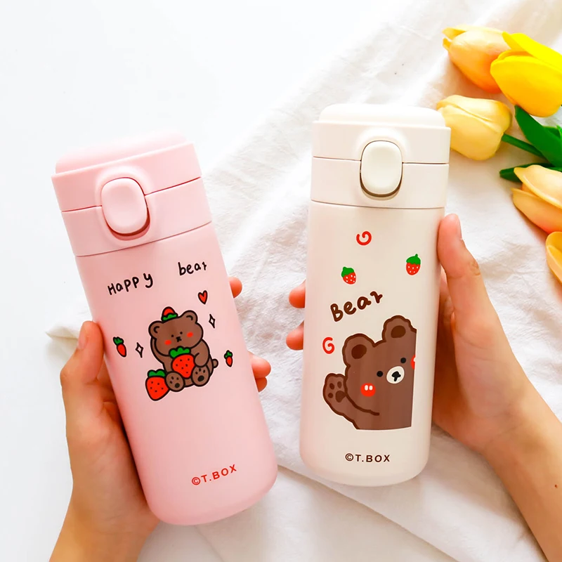 Ins мультфильм милый вакуумный колба термос бутылка пара корейская мода