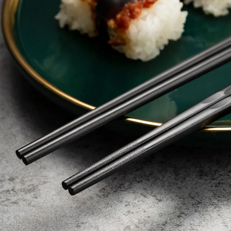 

5 Pair AlloyStainless Steel Laser Engraving Chopsticks Non-Slip Reusable
