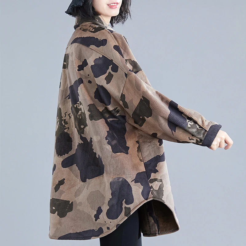 Max LuLu 2019 Korean Corduroy Streetwear Winter Thicken Warm Ladies Quilted Coats Women Casual Printed Jacket Camouflage Clothes |