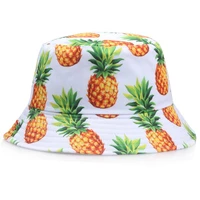 2020 two side reversible fruit lemon bucket hat for men women fisherman hat panama bob hat summer pineapple banana female hat
