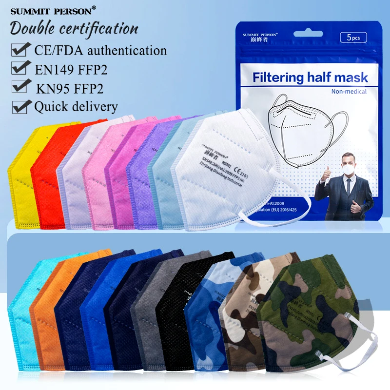 

5-50pcs FFP2 Masks KN95 Mascarillas Adults 5 Layers Filter Fabric Face Mask Protective Mouth Mask CE FFP2mask Respirator Masque