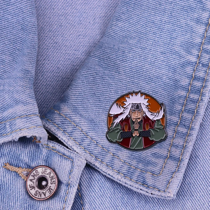 Jiraiya Toad Sage ninjutsu master Gama Sennin Hermit Enamel Lapel Pin Anime Manga Legendary brooch Accessories | Украшения и