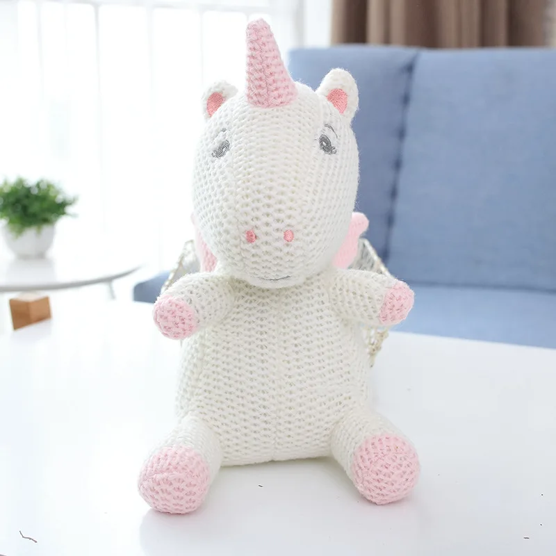unicorn Горячая Распродажа, вязаные игрушки с мультяшным медведем для маленьких детей, милые куклы, PP хлопок, Кролик, динозавр, единорог, детский подарок, мягкие игрушки для новорожденных, Новинка - Цвет: unicorn
