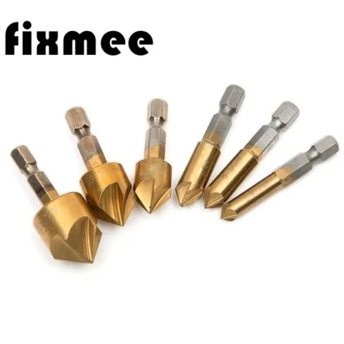 6 шт. набор сверл для зенковки 1/4 &quotшестигранный хвостовик HSS 5 Флейта Зенковка 90