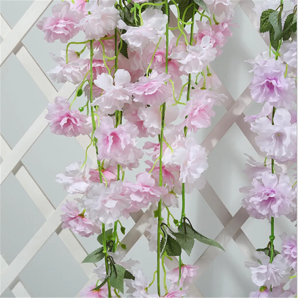 

Cherry Blossoms Decorate Simulation Artificial Flower Wedding Christmas Garden Wall Hanging Basket Flower For Home&garden