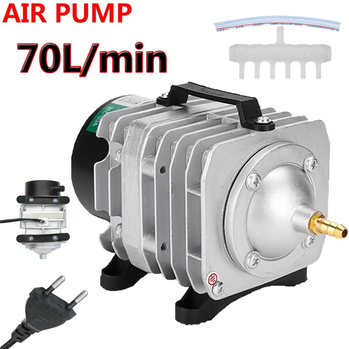 

35W 220V-240V/50Hz 70L/min HAILEA Electromagnetic Air Compressor Fish Tank Oxygen Air Pump Hydroponics 6 Way Air Aerator Pumps