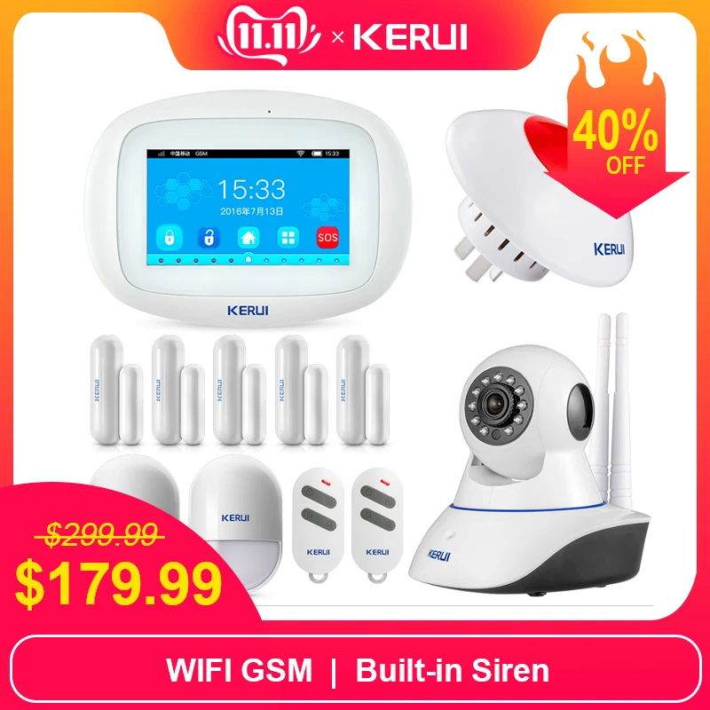 KERUI K52 удивительный дизайн 4,3 дюймов TFT цветной дисплей плоский wifi GSM сигнализация охранная дверь датчик сигнализации
