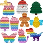 Игрушки-антистресс с рождественской тематикой, Поппер на Рождество, игрушки для снятия стресса с аутизмом, игрушки для детей, игрушки для игр с простым затемнением, Новогодний подарок