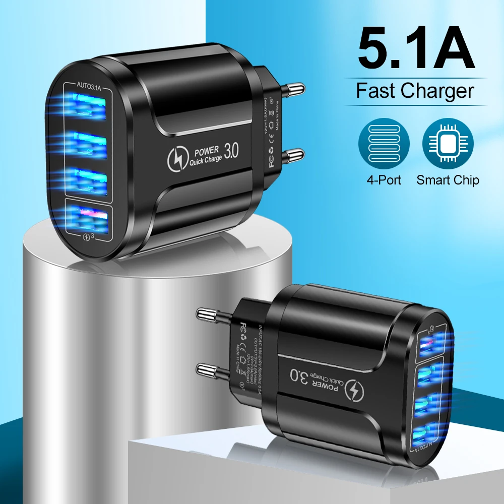 

3.0 USB charger 12V mobile phone charger 5V charger adapter 9V For iPhone 12 11 Xiaomi Samsung Huawei fast charging