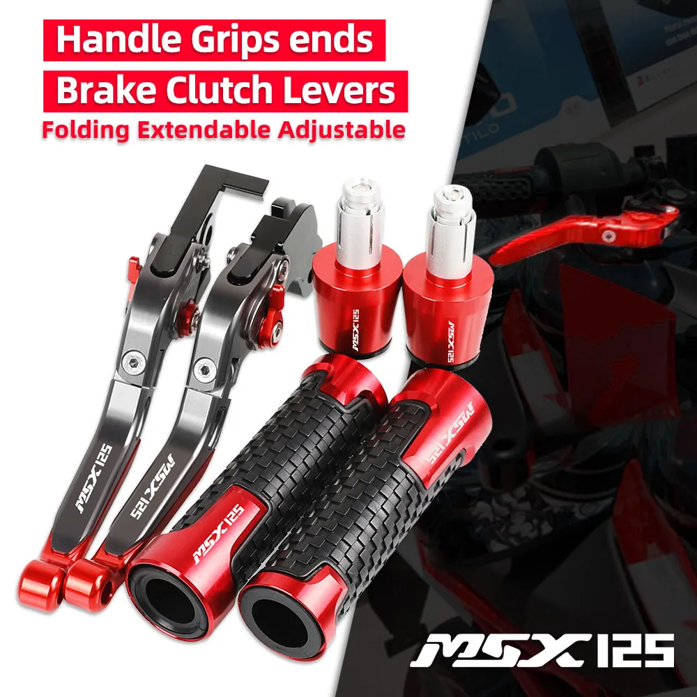 

MSX 125 Motorcycle Aluminum Adjustable Brake Clutch Levers Handlebar Hand Grips ends For HONDA MSX125 2014 2015 2016 2017