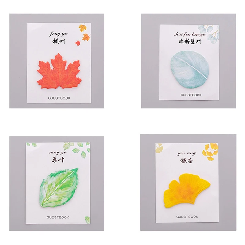 Cute Kawaii Natural Plant Leaf Sticky Note Memo Pad Office Planner Sticker Paper Korean Stationery School Supplies |