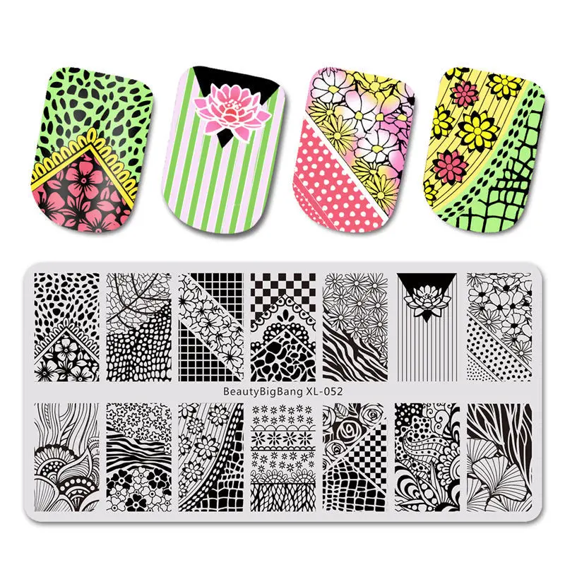 7 BeautyBigBang XL-021 6*12cm Rectangle Nail Stamping Plates Autumn Leaf Pattern Nail Art Stamp Template Image Plate Stencils - Цвет: 7