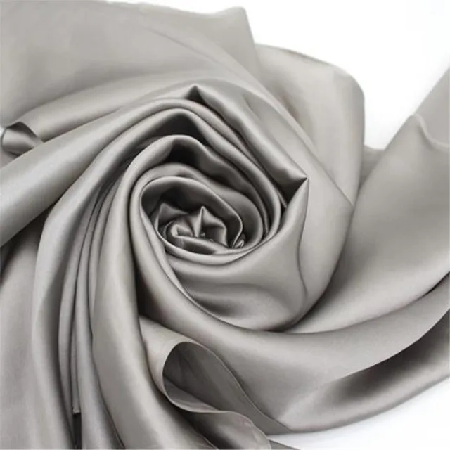 30 dark grey Шелковая атласная ткань 16momme 114 см 44 дюйма сплошной цвет тутового натурального чистого материала шелк Шармез ткань для женского платья - Цвет: 30 dark grey
