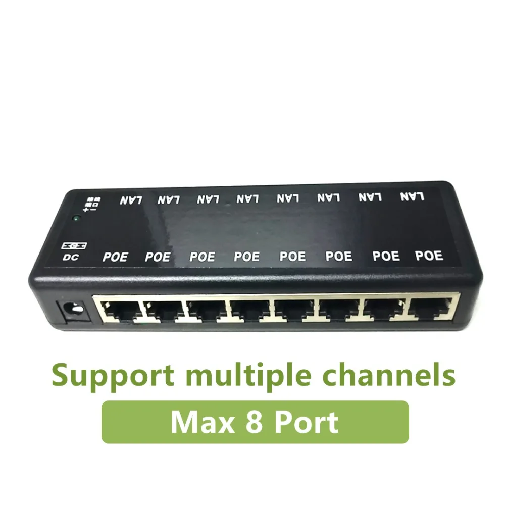 8 портов PoE инжектор адаптер пассивный 8CH CCTV камера источник питания Ethernet POE