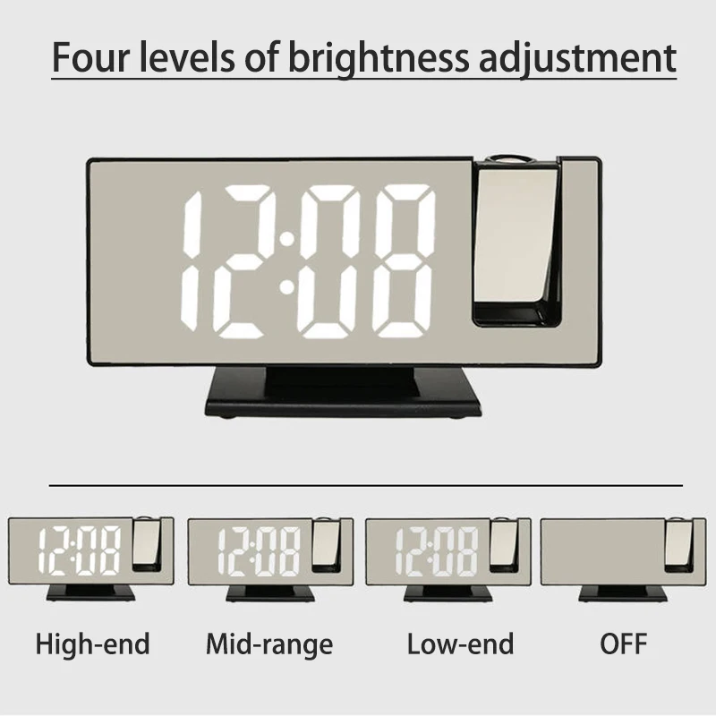 Светодиодный Будильник с цифровой проекцией зеркальные настольные электронные