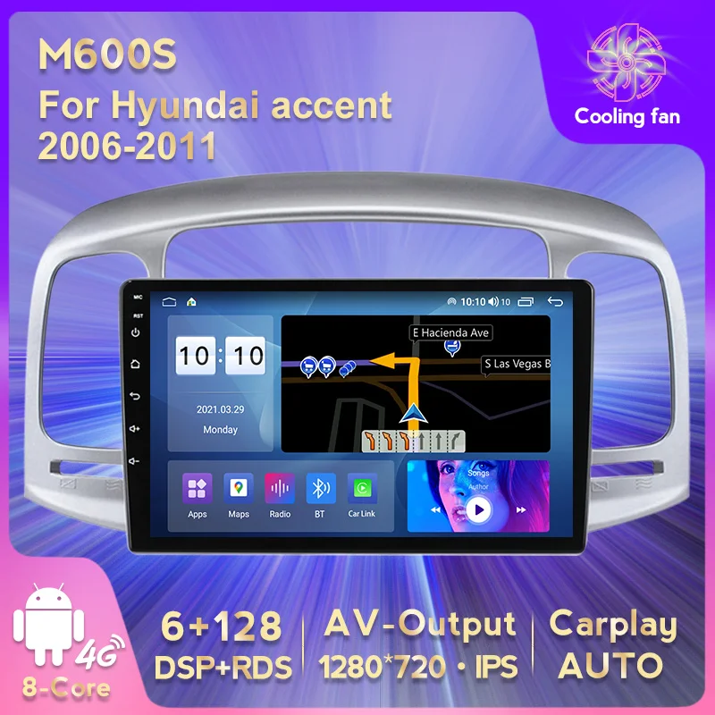 

9 дюймов 8-Core Android 11 передний бампер автомобиля радио для Hyundai Accent 2006-2011 мультимедийный видеоплеер навигации GPS аудио Carplay Авто 4 аппарат не при...