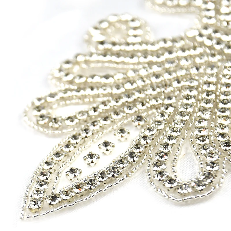 (1 шт.) Популярная аппликация со сверкающими стразами ручной работы для свадебной