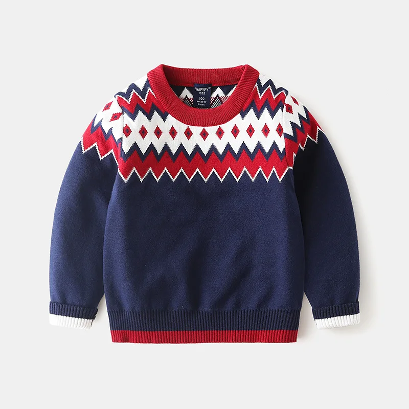 Детский свитер джемпер для мальчиков 2019 г. Осенне-зимний детский вязаный в