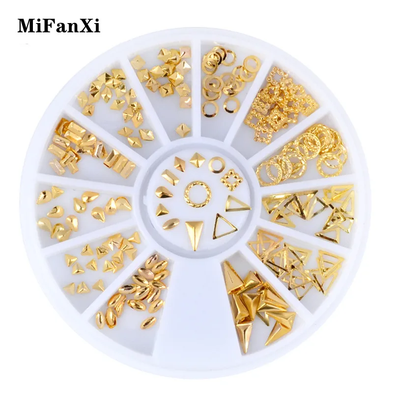 MiFanXi Metal Rivet Ornament Nail Studs 3D Nail Art Decoration Circle Mini Triangular Circle Rice Grains Manicure Nail Art