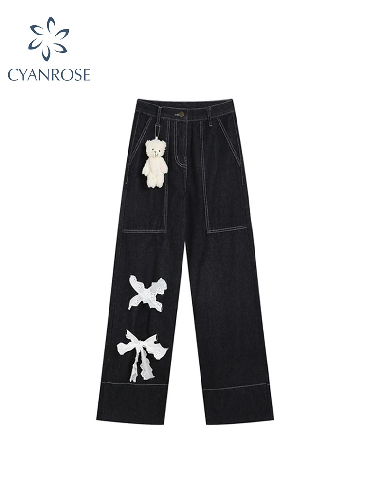 Vintage Gothic Baggy Jeans Women Streetwear Boyfriend Y2K Female Wide Leg Pants High Waist Straight Denim Trousers 2022 Spring |