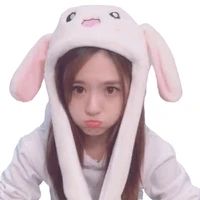 air bag hats ear lifting hip hop cap toy 2020 winter cute cartoon solid rabbit earflap flannel fitted video live girls hat