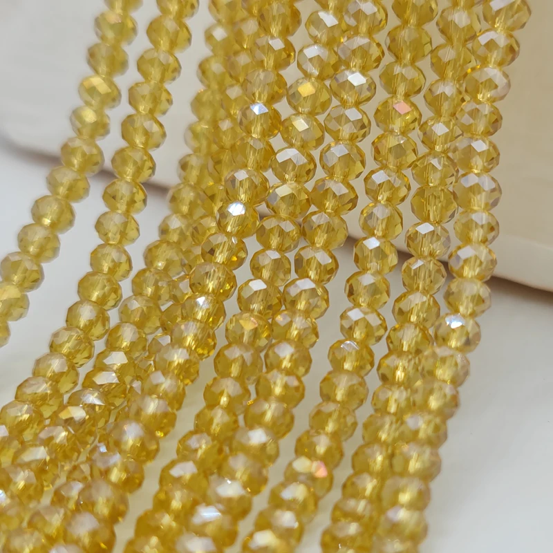 

2 3 4 6 8mm Faceted Flat Champagne Glass Beads Round Crystal Spacer Loose for Jewelry Making DIY Bracelet Necklace Accessories