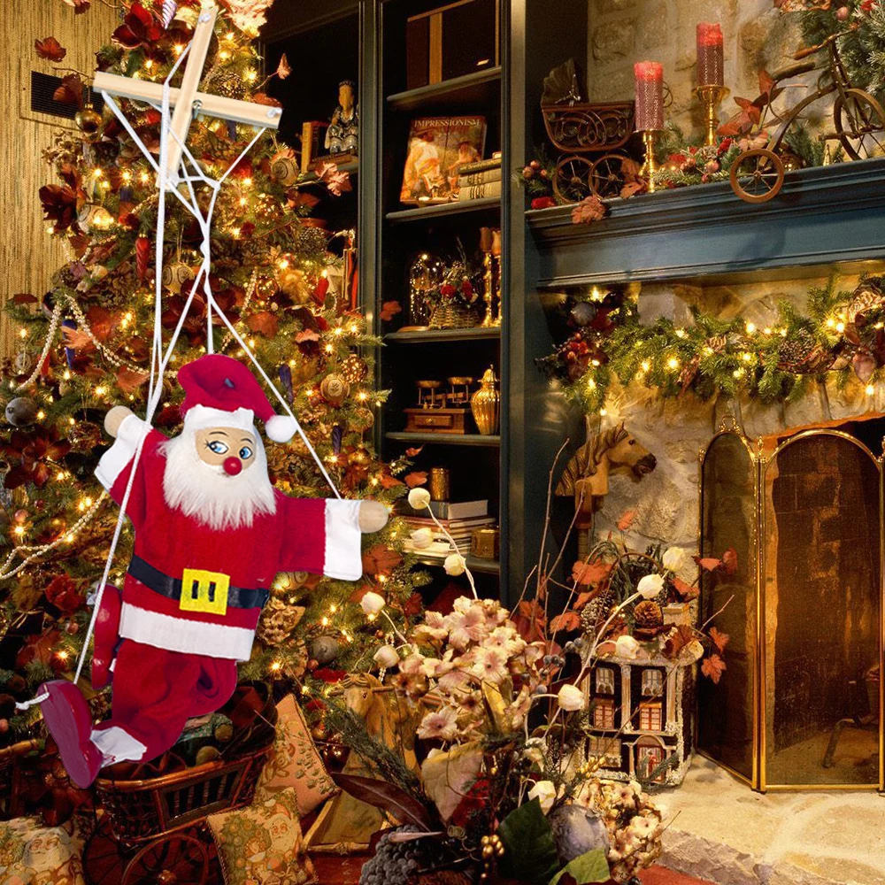 Kids Funny Cartoon Wooden Santa Snowman Pull String Puppet Wood Christmas Clown Marionette Joint Activity Doll Xmas Gifts Toy | Игрушки и