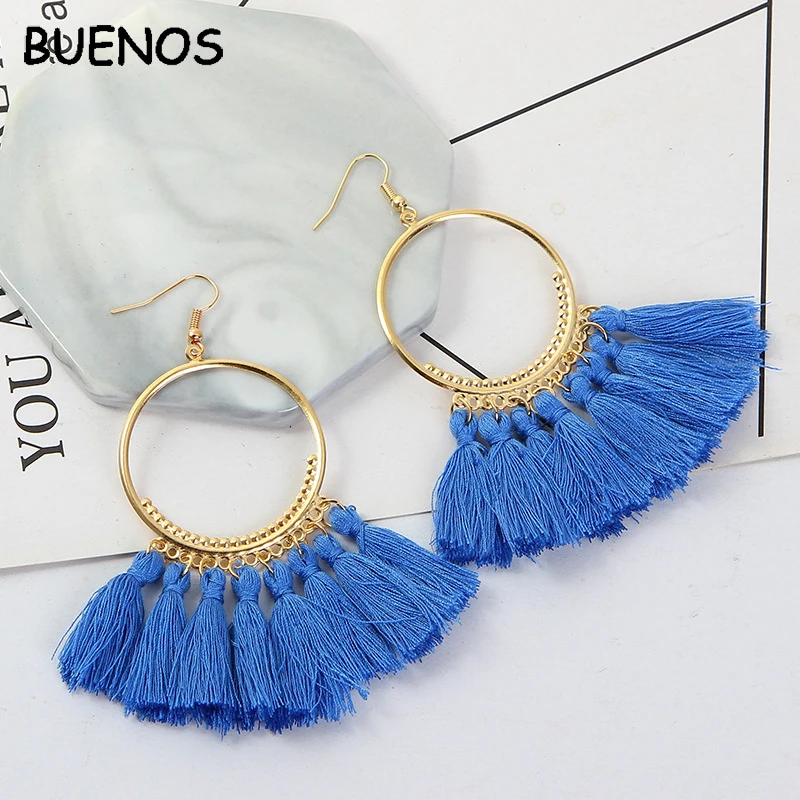 Богемные длинные висячие серьги с кисточками и кристаллами для женщин красные