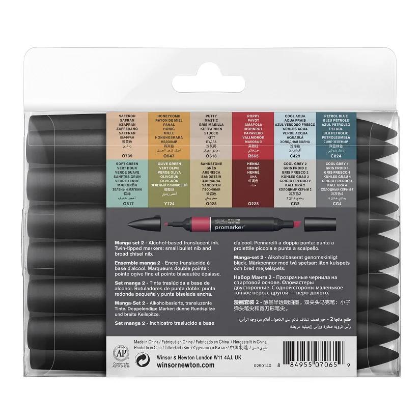 WINSOR& NEWTON 6/12 Цветов ProMarkers спиртовой основе чернила Twin Советы профессиональный художественный маркер для белой доски чертежные принадлежности