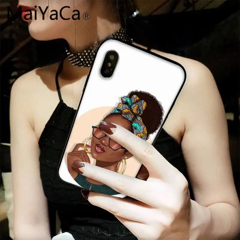 

MaiYaCa Black Women Art Luxury Phone Case for iPhone 12 8 7 6 6S Plus X XS MAX 5 5S SE XR 11 12 pro promax
