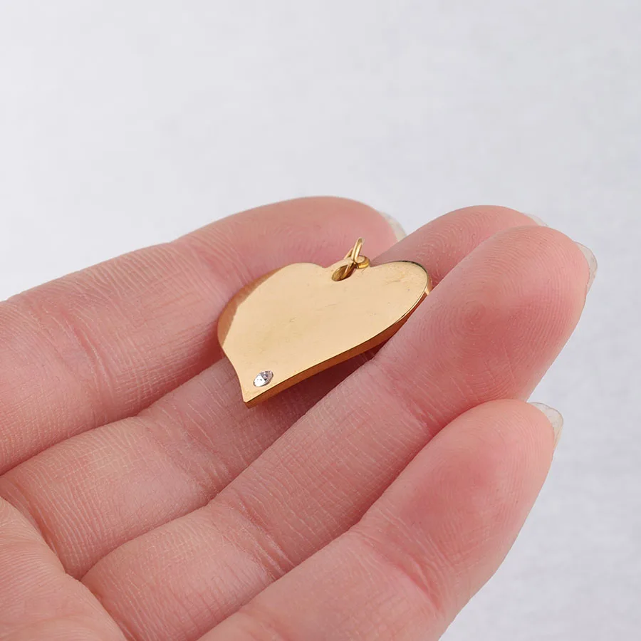 25mm gold color Fnixtar нержавеющая сталь Зеркальная полировка сердце Шарм кулон сталь и золотой цвет 20 мм 25 мм размер браслет аксессуары 10 шт./лот - Окраска металла: 25mm gold color
